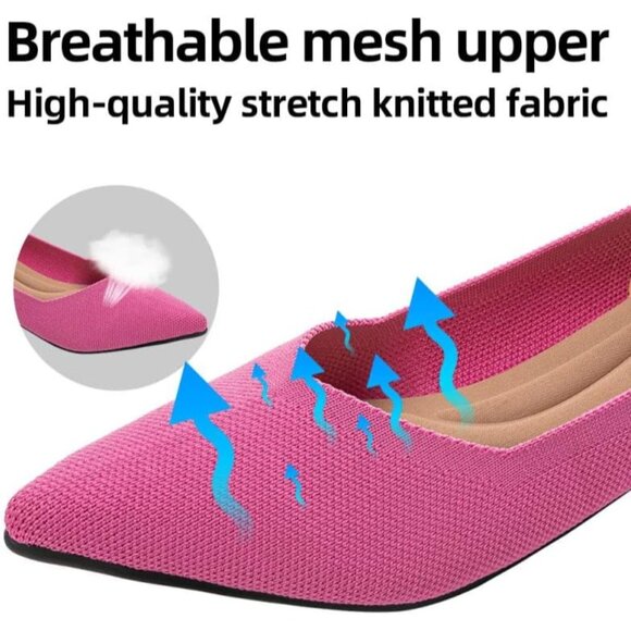 Women Pointed Toe Ballet Pink Red Flat Comfortable Casual Dressy Office Shoes - Picture 3 of 6